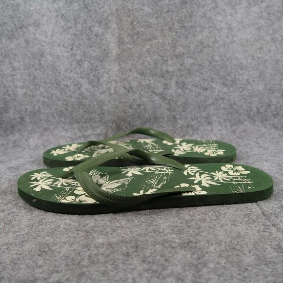 Casual Sandals Mens 12 Flip Flops Shoes Slip On Green Summer Beach Surf Flat - Picture 3 of 10